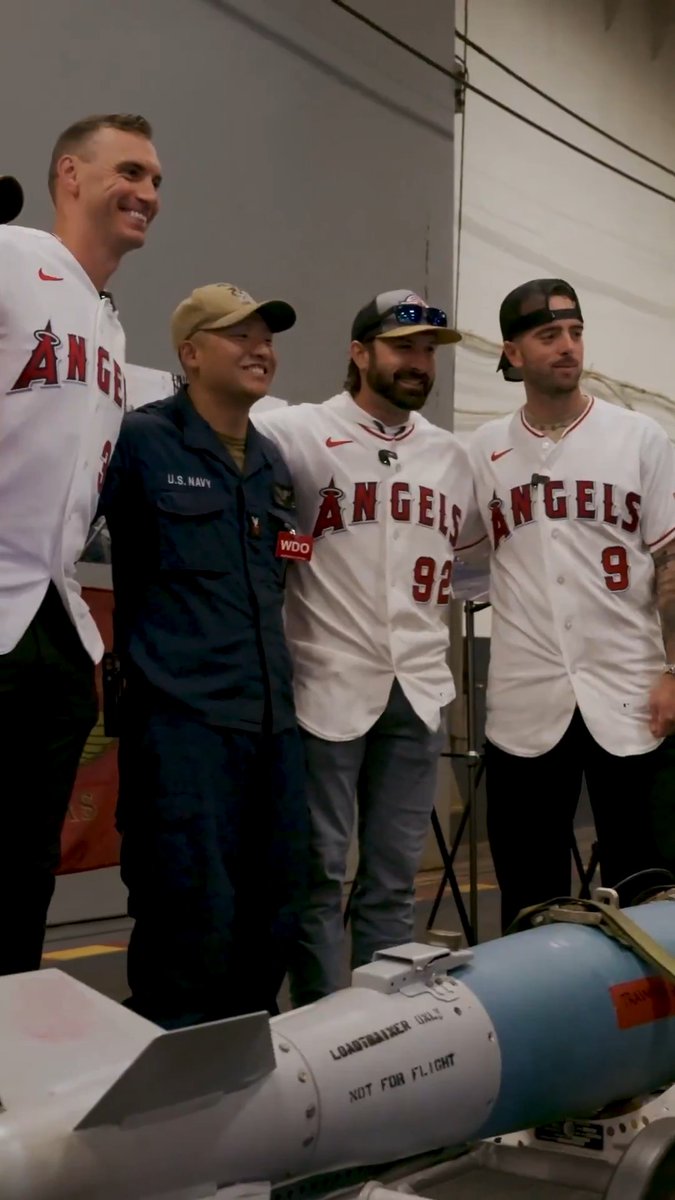 In honor of our Military Appreciation Night and Memorial Day, Zach Neto, Brent Suter, and Adam Eaton went aboard the USS Essex (LHD-2) during LA Fleet Week! ⚓️