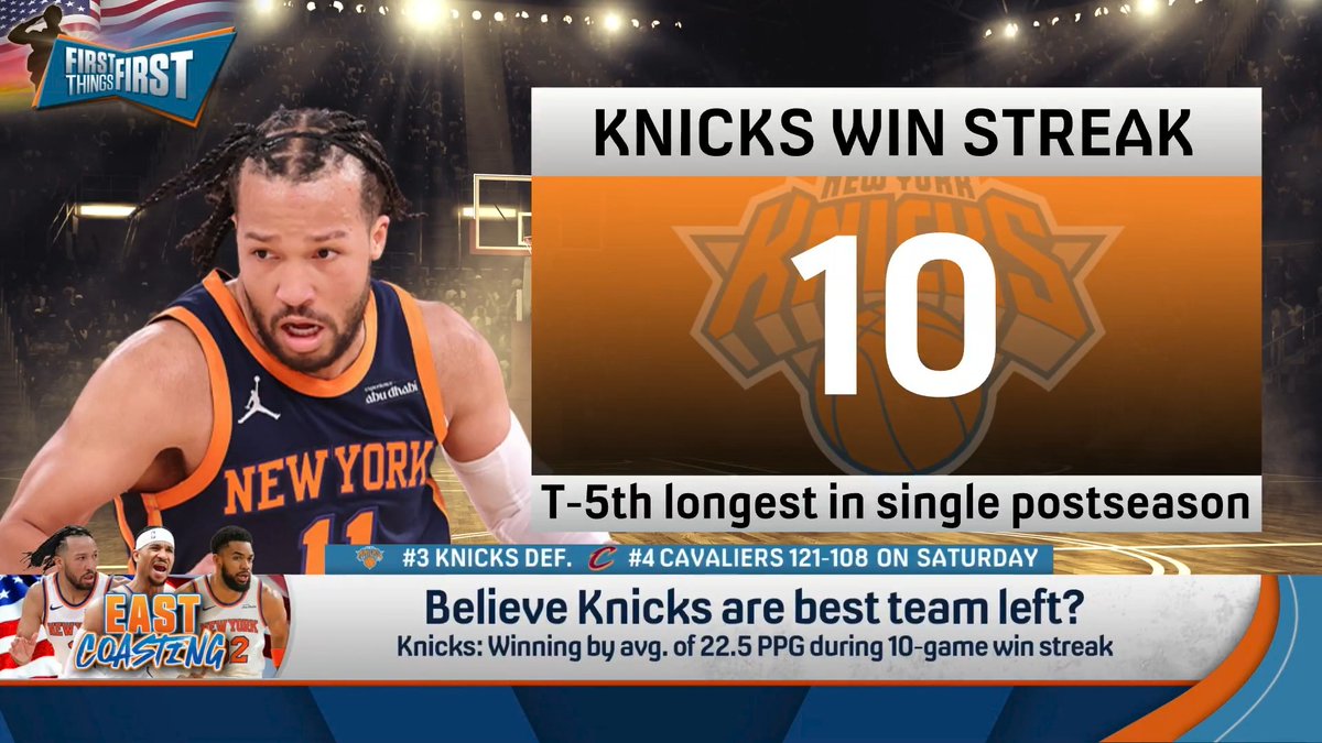 “I do think they have the best starting five left... Having just had… the greatest month of basketball in the history of the NBA statistically.” nick wright still believes the Knicks will win the NBA Finals: