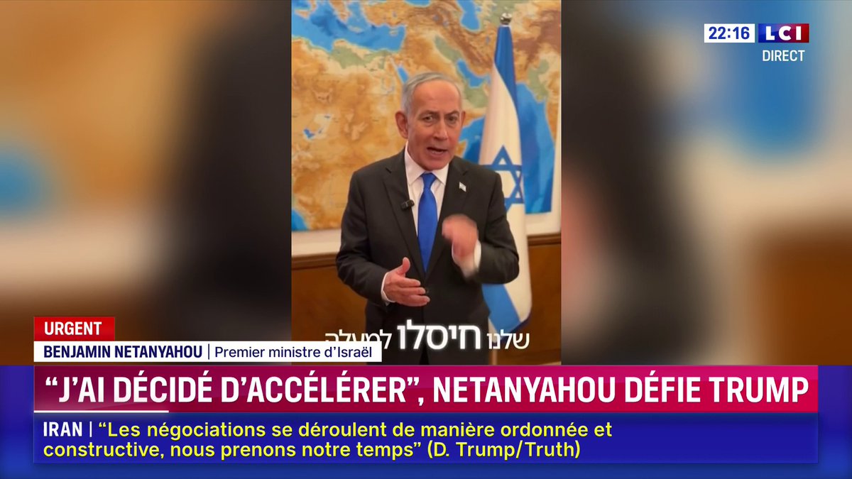 🔴 "J'ai demandé à accélérer" : Israël va "intensifier" l'offensive au Liban Malgré la trêve en vigueur depuis le 17 avril, Israël va "intensifier" l'offensive au Liban pour "écraser" le Hezbollah, assure Benyamin Netanyahou ▶️ Darius Rochebin