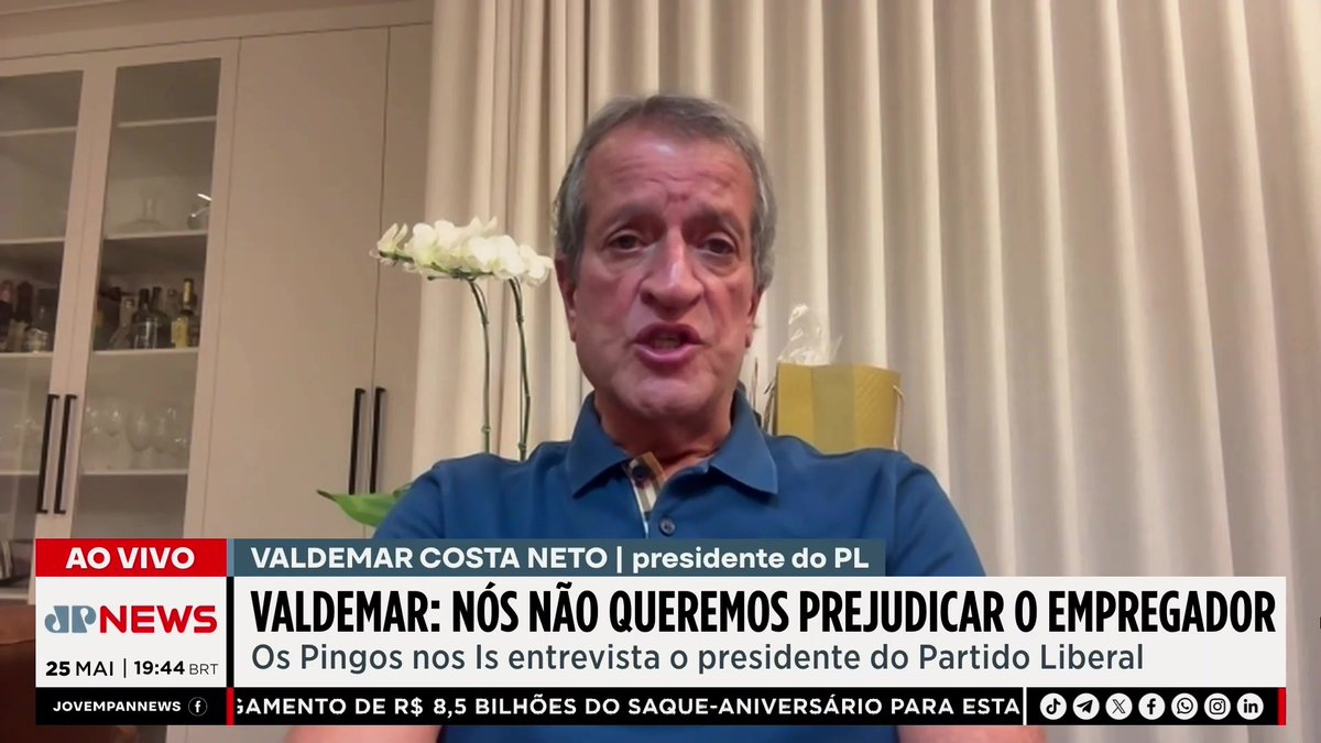 “Se não aprovarmos a 6x1, Lula ganha eleição e vai afundar o país”, afirma Valdemar em exclusiva 📺 Confira na JP News 👉 #OsPingosNosIs