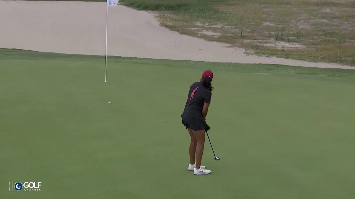 Megha Ganne with the READ for birdie. Fun fact: the Stanford Women's Golf program has made EVERY match play at the NCAAs since it was instituted in 2015.