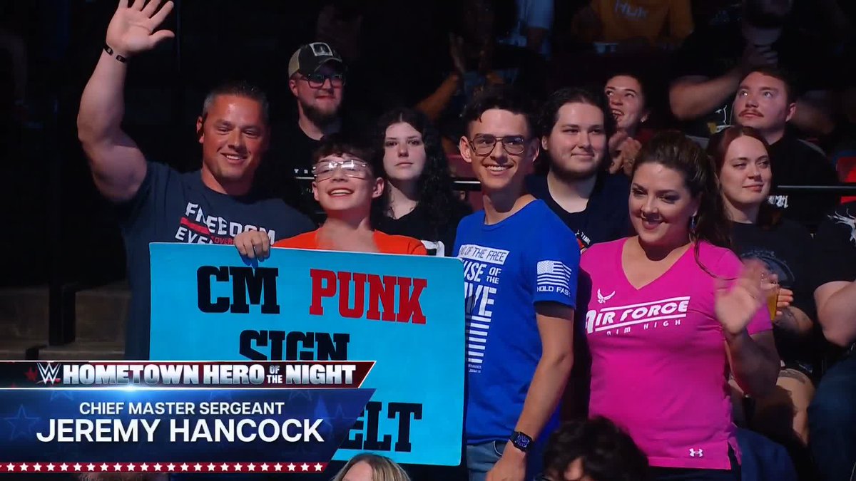 Thank you for your service, Chief Master Sergeant, Jeremy Hancock! 👏 #WWEHometownHero