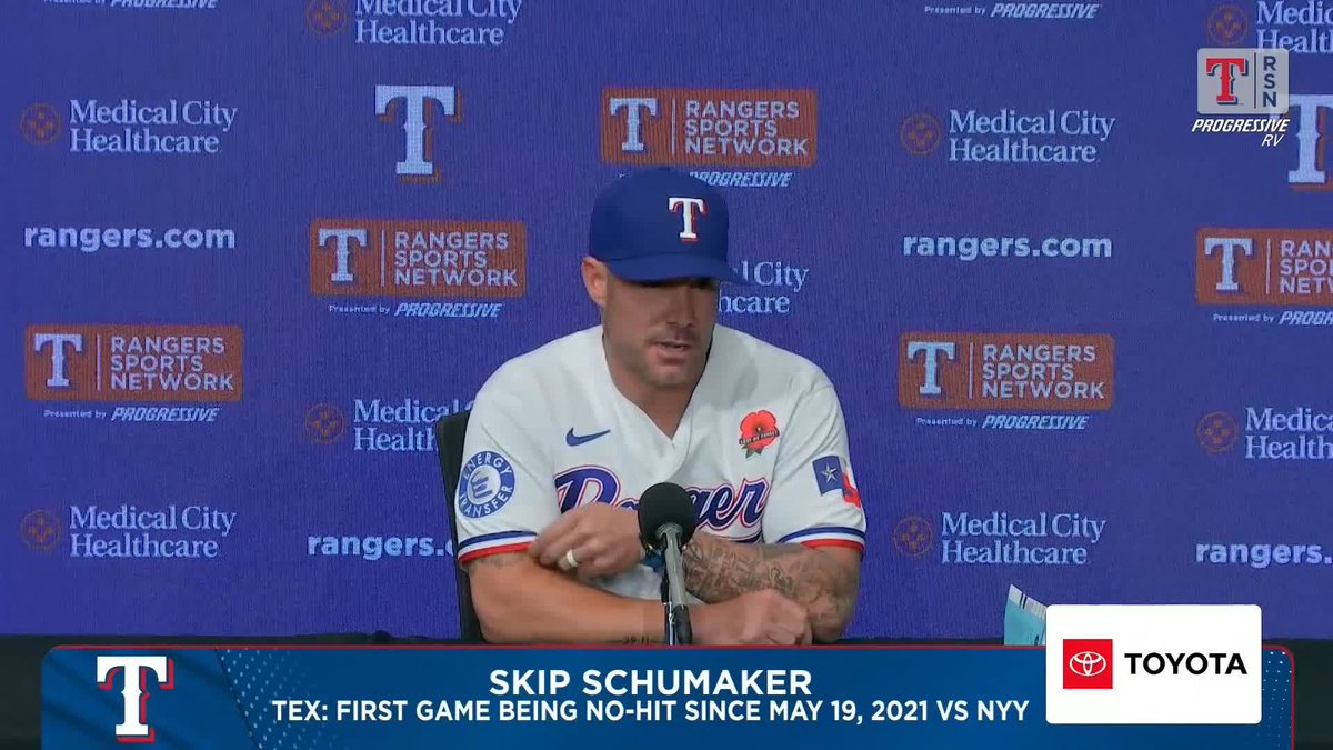"The first person you've got to look at is me. I've got to figure out a different way to message on the offensive side. That's how you move on — to look at yourself in the mirror first." Skip Schumaker reacts after the Rangers get no-hit by the Astros 🎙️ Rangers Sports Network | #MLB