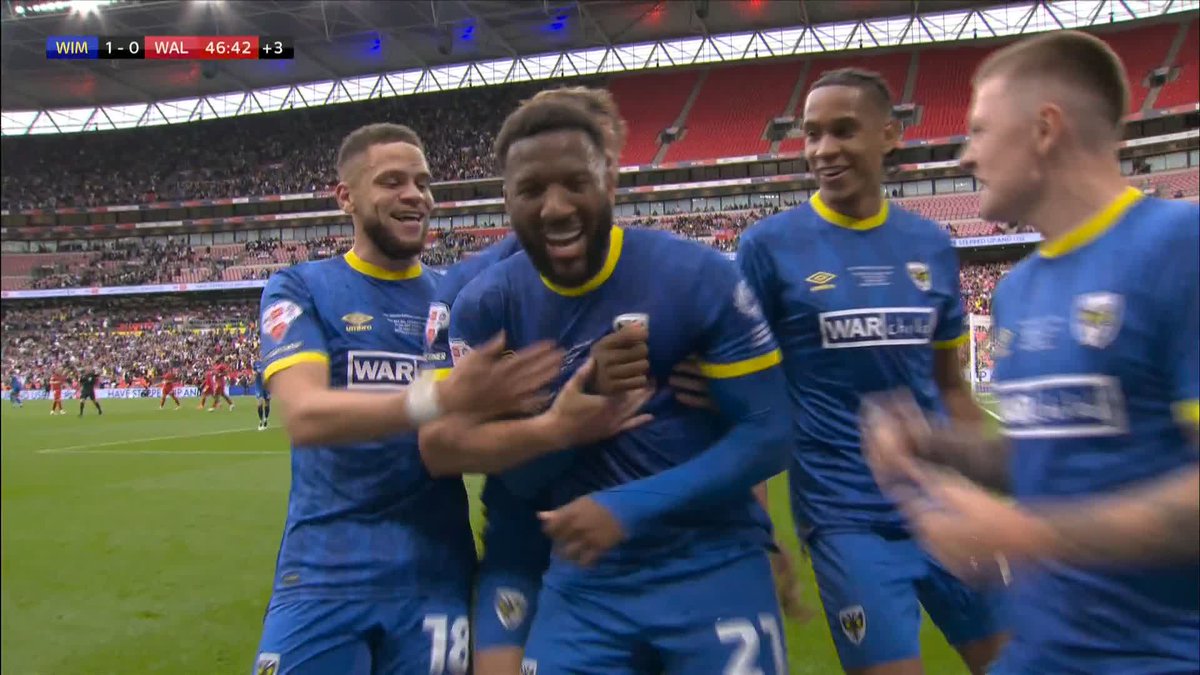 #OnThisDay last year, Myleshippo11 scored the only goal of the game as Wimbledon beat Walsall 1-0 to return to League One 🏆 #AFCW 🟡🔵