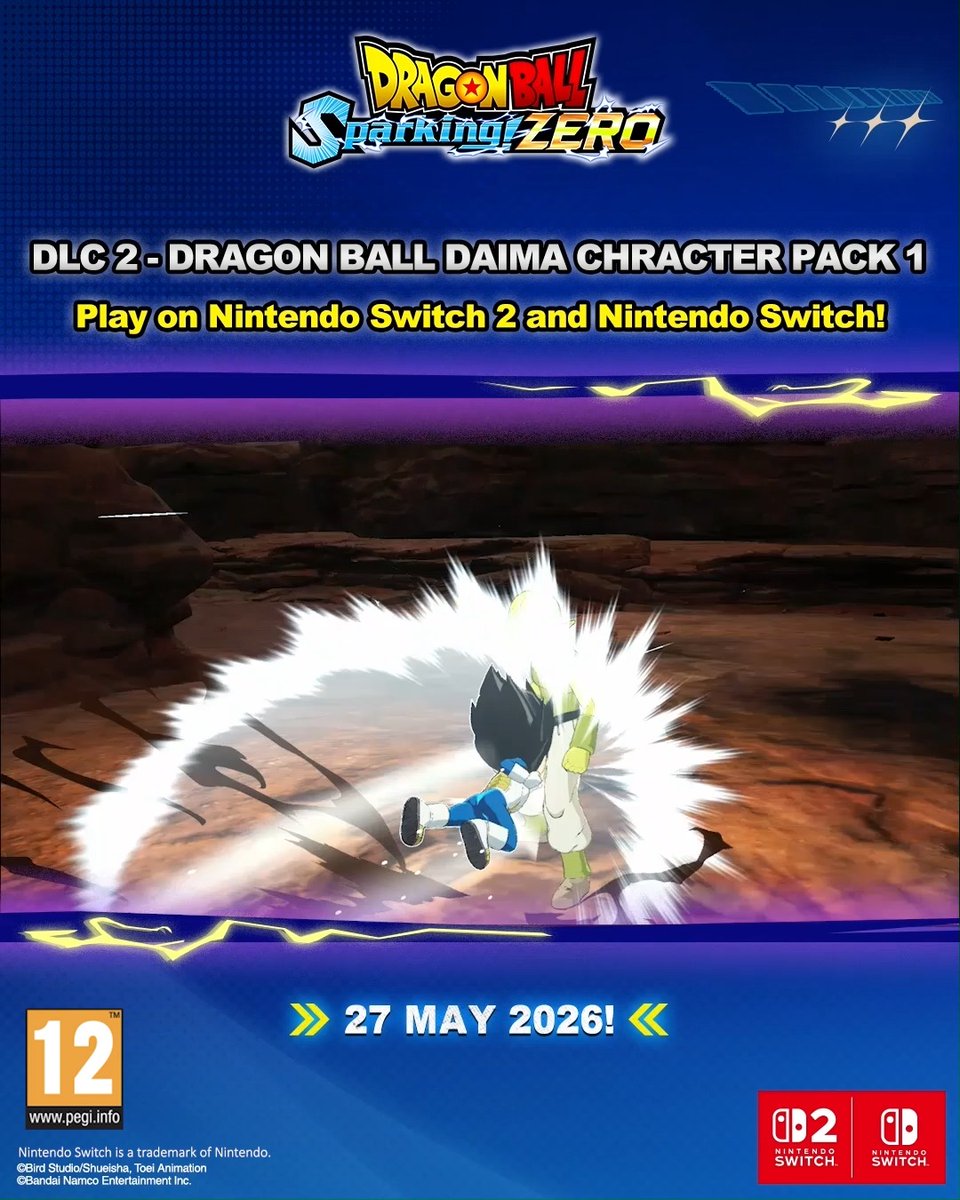 Go full force with multiple forms of Vegeta (Mini) and Goku (Mini) from DRAGON BALL: Sparking! ZERO - DAIMA Character Pack 1 on Nintendo Switch 2 and Nintendo Switch! Available on May 27!