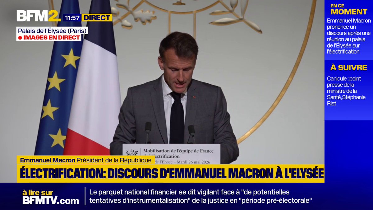 💬"C'est bon pour le pouvoir d’achat, pour la compétitivité et pour l’indépendance du pays" ➡️Emmanuel Macron appelle à la "mobilisation collective" pour rendre le passage à l'électrique "naturel et désirable" #BFM2