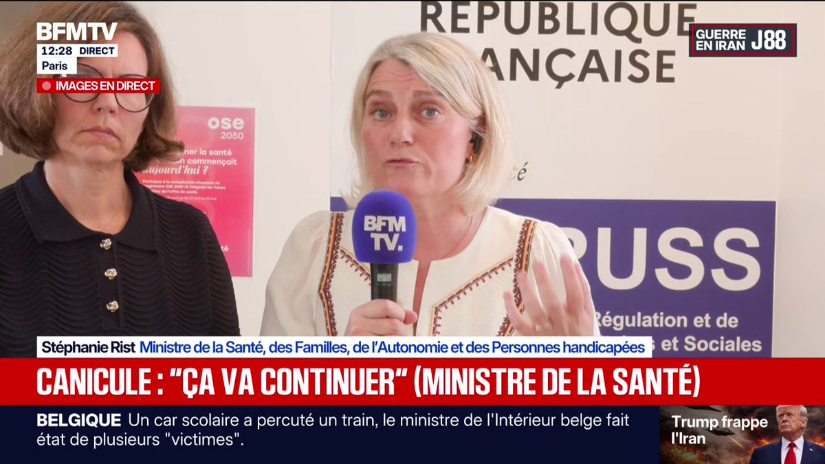 Stéphanie Rist, ministre de la Santé: "Avec une chaleur telle qu'elle est, il ne faut pas faire d'activités physiques intenses aux heures de la journée les plus chaudes"