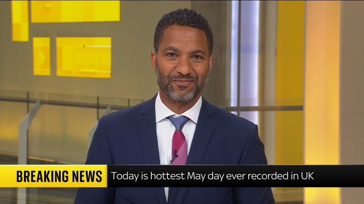 BREAKING: The record for the hottest May day in the UK has been broken for the second day in a row. A temperature of 35C has provisionally been recorded at Heathrow and Kew Gardens, according to the Met Office. Latest: 📺 Sky 501, Virgin 602 and YouTube