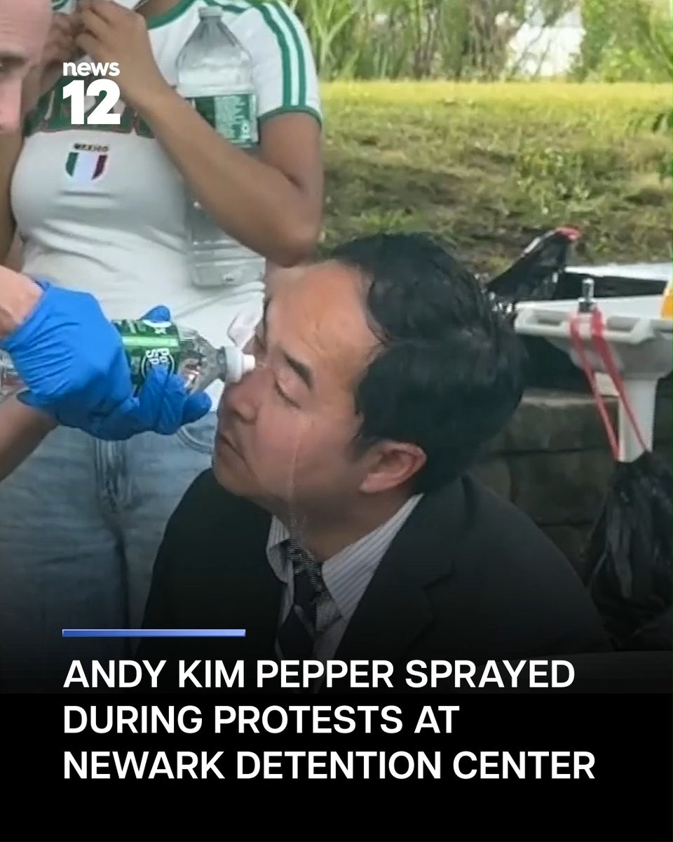 DELANEY HALL PROTESTS: U.S. Sen. Andy Kim was hit with pepper spray during protests over the weekend outside Delaney Hall in #Newark, #NewJersey. Watch News 12 for the latest developments. -
