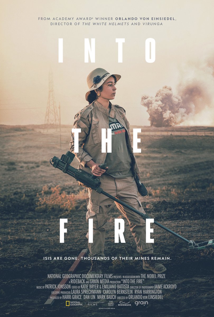 In an area of Iraq destroyed by ISIS, Hana Khider leads an all-female team of Yazidi deminers in their attempts to clear the land of mines. Their job involves painstakingly searching for booby traps in bombed out buildings and fields, where one wrong move means certain death. 'Into the Fire' is one of a five-part short documentary series made in partnership with Grain Media celebrating the ongoing impact and influence of Nobel Peace Prize laureates around the world. Watch the film in its entirety: