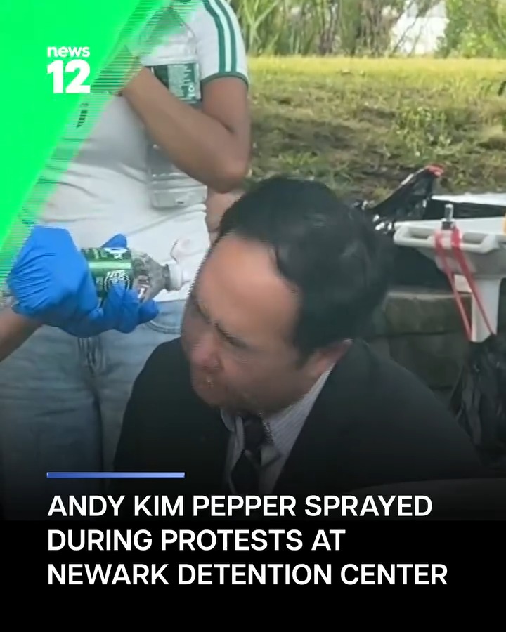 DELANEY HALL PROTESTS: U.S. Sen. Andy Kim was hit with pepper spray during protests over the weekend outside Delaney Hall in #Newark, #NewJersey. Watch News 12 for the latest developments. -