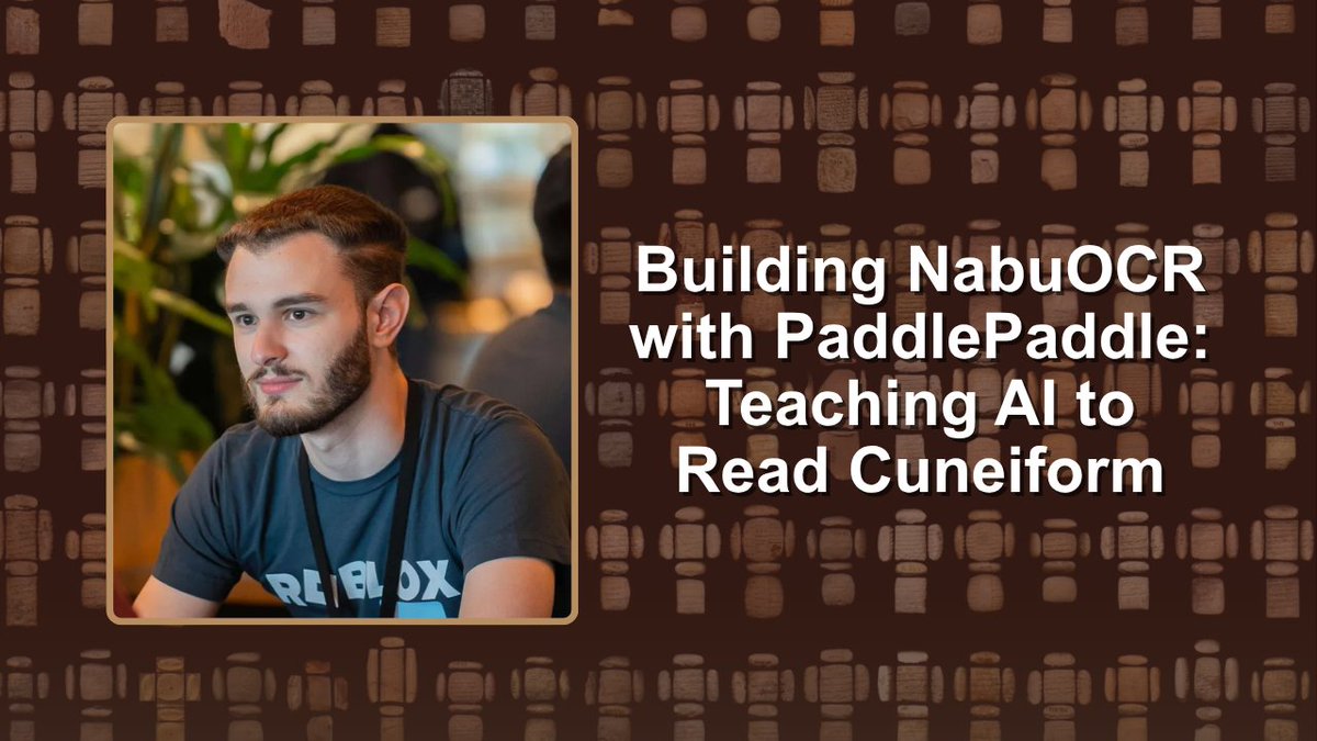 Zack Williams brought one of the world's oldest writing systems to the ERNIE AI Developer Challenge: ancient cuneiform tablets. Using PaddleOCR, he built NabuOCR to help read cuneiform from tablet images. See the story behind Zack Williams's winning project 👇