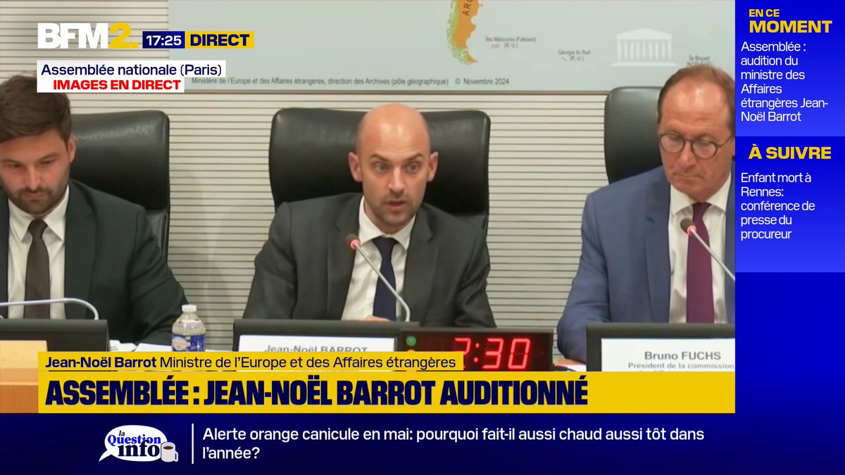 💬"Le bras de fer a été tenté et il n'a pas produit les effets escomptés" ➡️Jean-Noël Barrot évoque "un dialogue franc et exigeant" avec l'Algérie lors de son audition à l'Assemblée nationale sur la situation internationale #BFM2