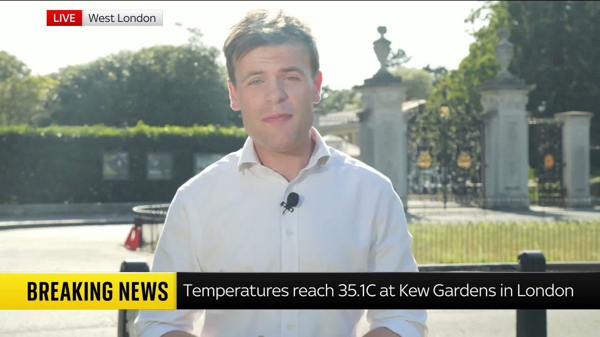 🌡️ The UK is experiencing its hottest ever May day, with a temperature of 35.1C provisionally recorded at Kew Gardens in London. Sky's Barnaby Papadopulos reports ⬇️ Latest: 📺 Sky 501, Virgin 602, Freeview 233 and YouTube