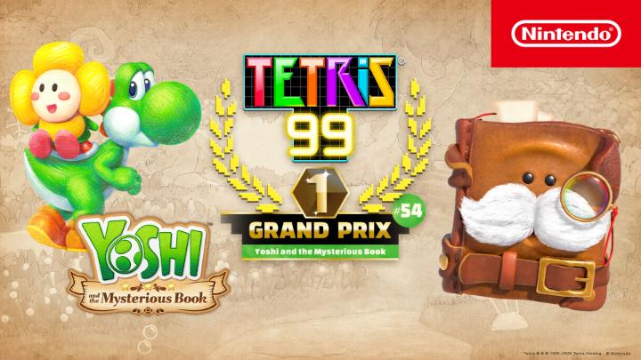 Discover a page-turning Grand Prix in #TETRIS 99! Starting this Friday, May 29th, you can earn an exclusive new theme based on #YoshiandtheMysteriousBook.