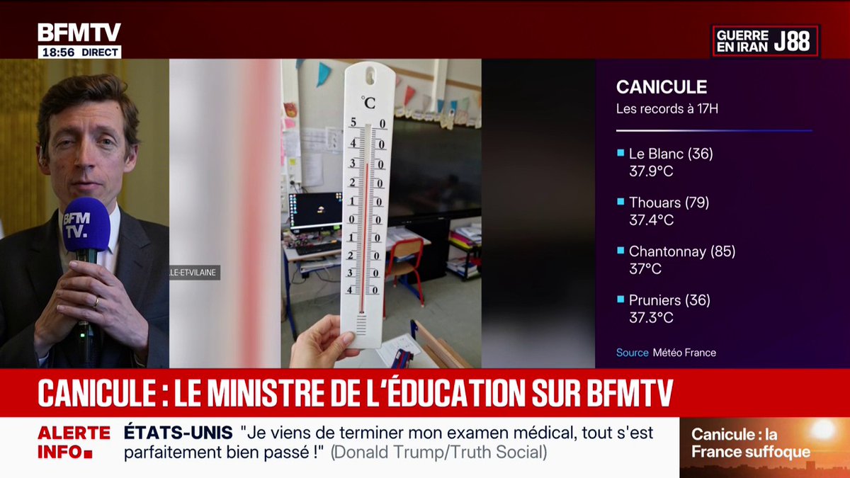 Canicule: "Ce ne sont pas des conditions optimales pour apprendre", déclare Édouard Geffray, ministre de l'Éducation nationale