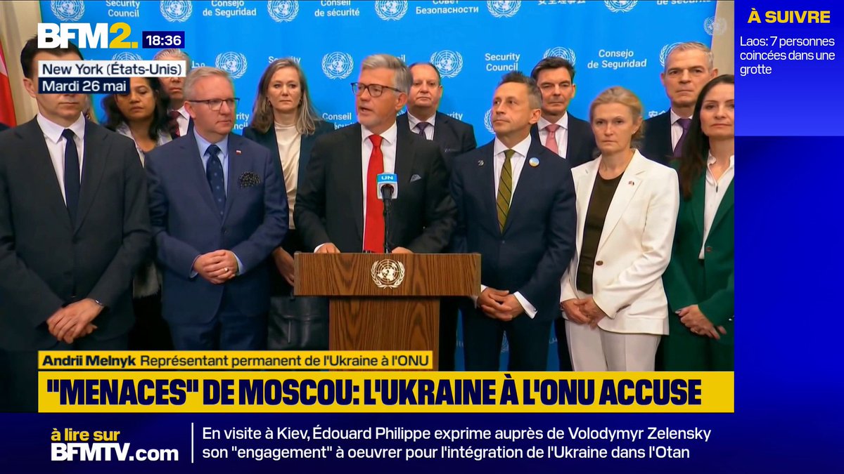 Guerre en Ukraine: "Nous condamnons les récentes menaces de la Russie à l'égard des institutions diplomatiques et des ambassades à Kiev. C'est quelque chose que nous ne pouvons pas accepter", dénonce l'ambassadeur Andrii Melnyk à l'ONU #BFM2