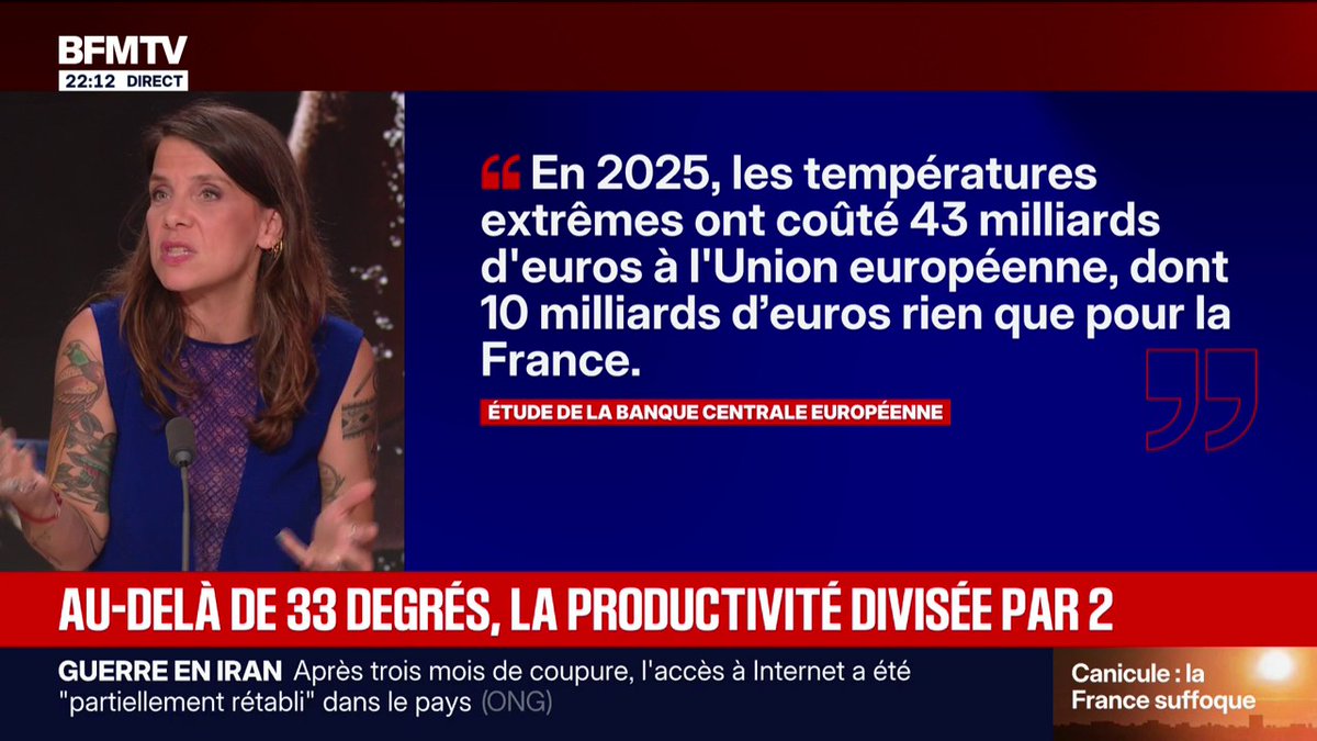 Au-delà de 33 degrés, la productivité est divisée par deux en France