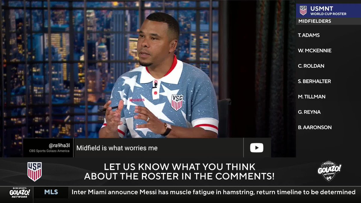 "I think it's Weston McKennie and Tyler Adams." Charlie Davies looks at the midfield options available to Mauricio Pochettino ⚽️ Tune in to CIWYW on Golazo Network NOW for the crew’s reaction and analysis to the 26-man USMNT squad for the 2026 FIFA World Cup 🇺🇸📺