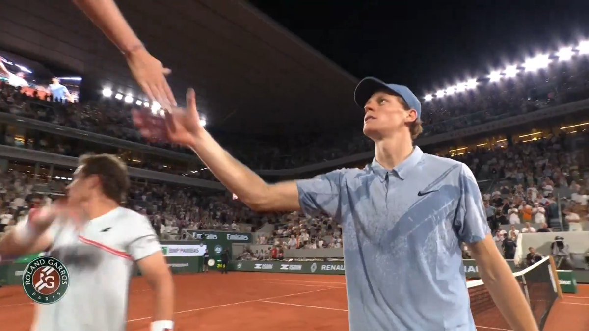 No. 1 Jannik Sinner annihilates his competition in straight sets to advance to the second round 😤 Will the Italian phenom win his first ever #RolandGarros championship this year? 👀