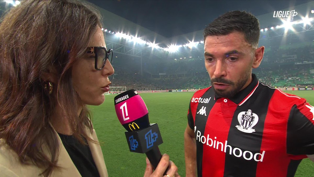 🗣️ Morgan Sanson : "Franchement le Chaudron ce soir c'était incroyable." Le milieu niçois a été impressionné par l'ambiance du Stade Geoffroy-Guichard. #ASSEOGCN