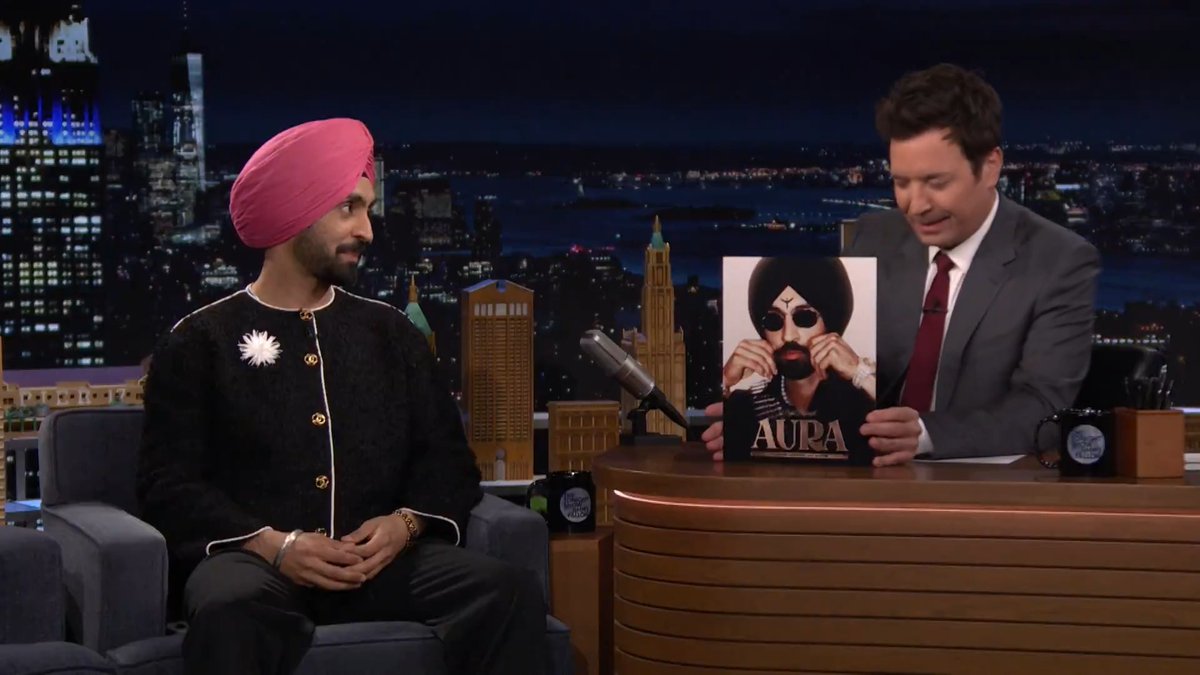 .DILJIT DOSANJH called his album AURA because his fans kept telling him he had “amazing aura” 😂 #FallonTonight #DiljitOnFallon