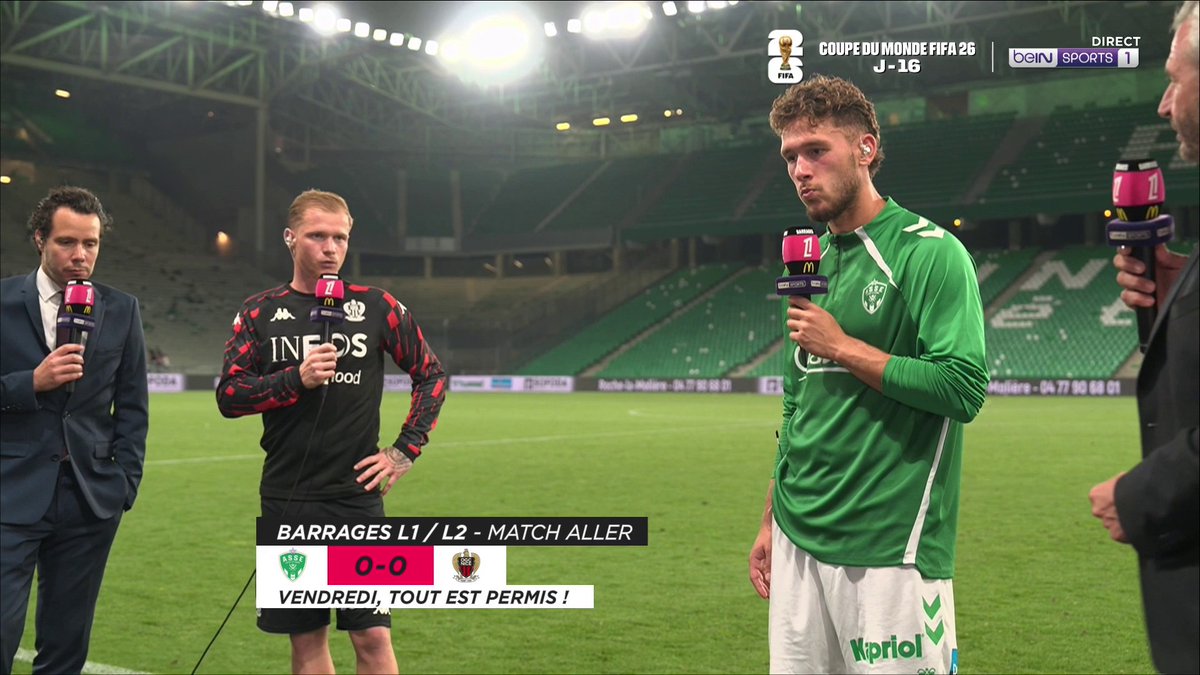 🤝 Lucas Stassin (AS Saint-Étienne) et Melvin Bard (OGC Nice) débriefent ensemble la rencontre à notre micro ! #ASSEOGCN #beINLigue1