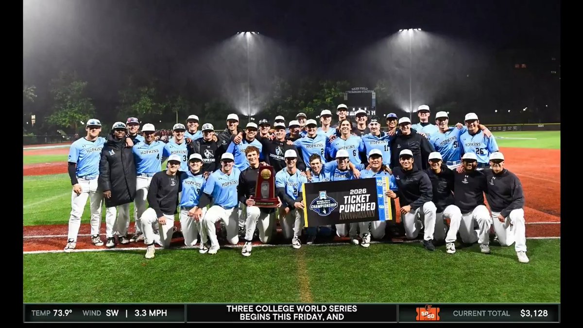 .Johns Hopkins Baseball in the house before their trip to the NCAA Division III College Baseball World Series! 🙌