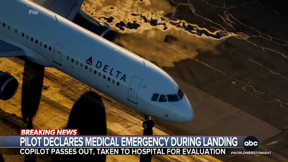 A pilot on a Delta connection flight, operated by Endeavor, declared an in-flight medical emergency after his first-officer fell unconscious. The copilot was taken to the hospital after landing. Gio Benitez has details.