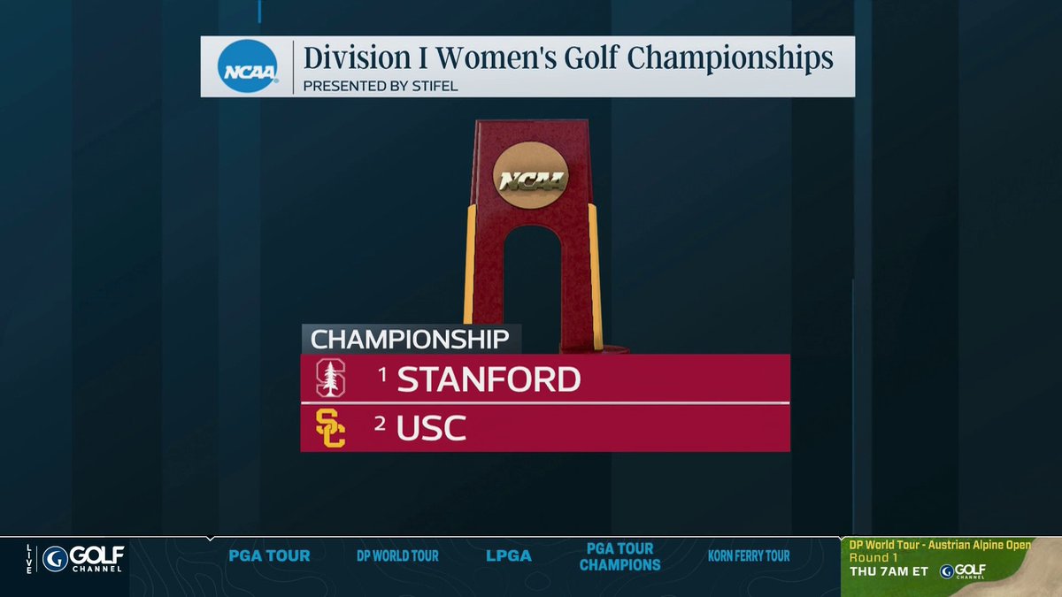 A classic rivalry for the national championship! Stanford and USC will square off on Golf Channel tomorrow at 6 p.m. ET 🏆