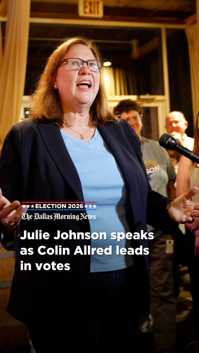 As early runoff results showed Colin Allred leading incumbent Julie Johnson in the race for a newly drawn North Texas congressional district, Johnson addressed supporters gathered in East Dallas. The closely watched contest has pitted two longtime Democratic allies against each other in one of the region’s most competitive races. 📹️: Juan Figueroa / Staff photographer