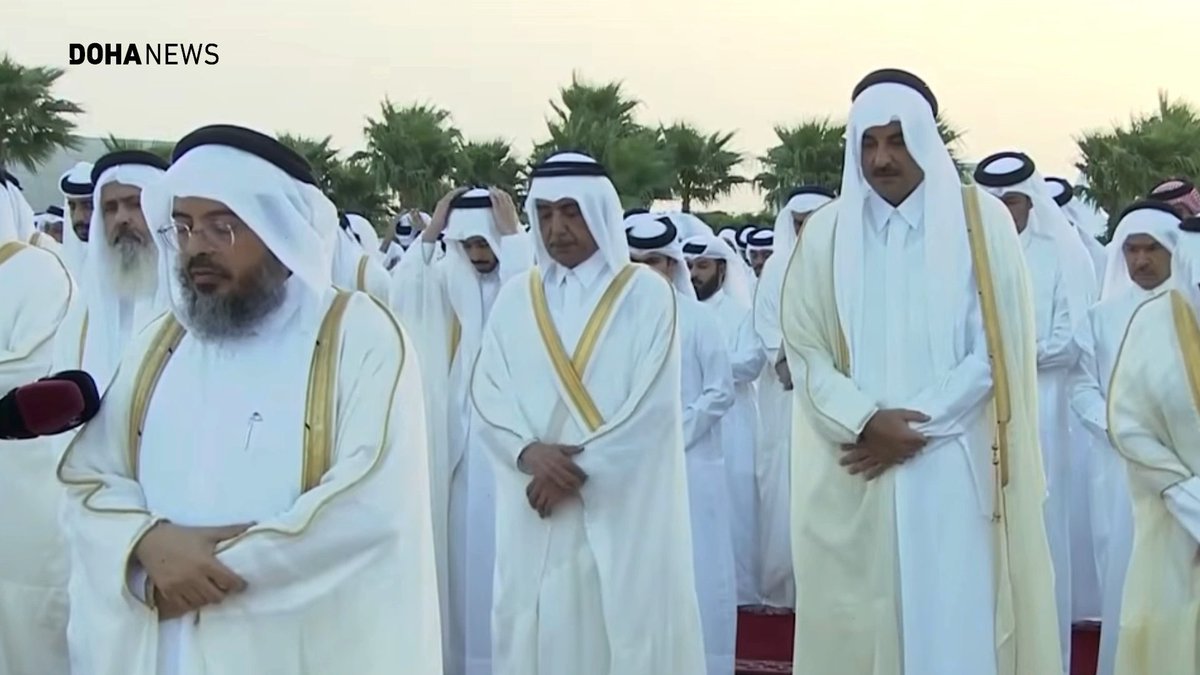 #Qatar’s Amir Sheikh تميم بن حمد Al Thani performed the Eid Al-Adha prayers on Wednesday morning in Lusail, accompanied by a number of high-ranking officials and dignitaries.