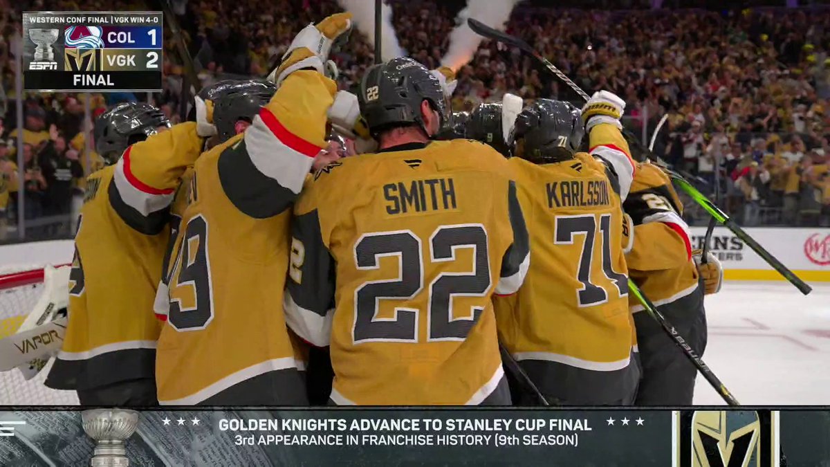 A SWEEP STUNNER! PRESIDENT'S CUP WINNER COLORADO IS OUT AS VEGAS HEADS TO ITS THIRD STANLEY CUP FINAL‼️