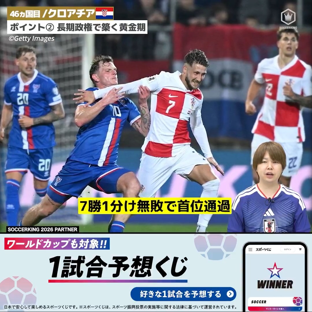 ◥◣46カ国目◢◤ 炎の闘志で初優勝目指す クロアチア代表🇭🇷 4年に一度、サッカーの祭典 大会に出場する48カ国をサッカーキングYouTubeで紹介中！ PR