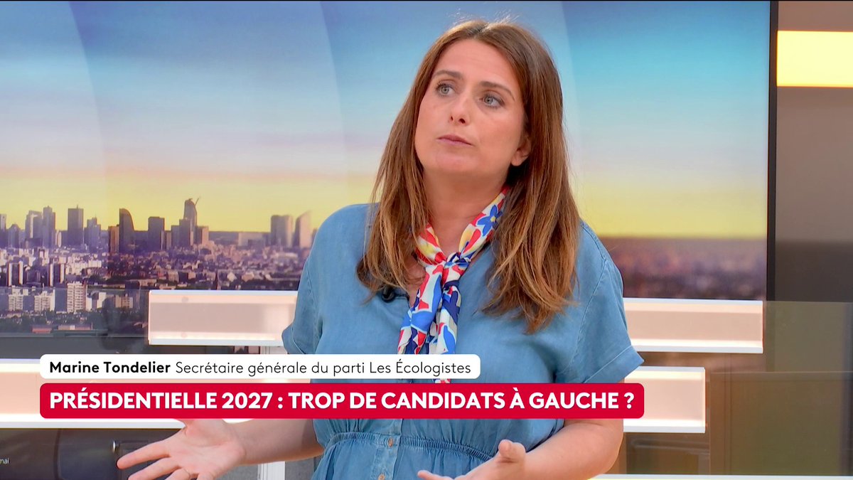 🔴 🗣 "Sans union, il n'y aura pas de deuxième tour et donc pas de victoire pour la gauche et les Ecologistes", assure la secrétaire général des Ecologistes Marine Tondelier, qui milite pour une primaire à gauche pour désigner un candidat unique pour 2027. #canal16