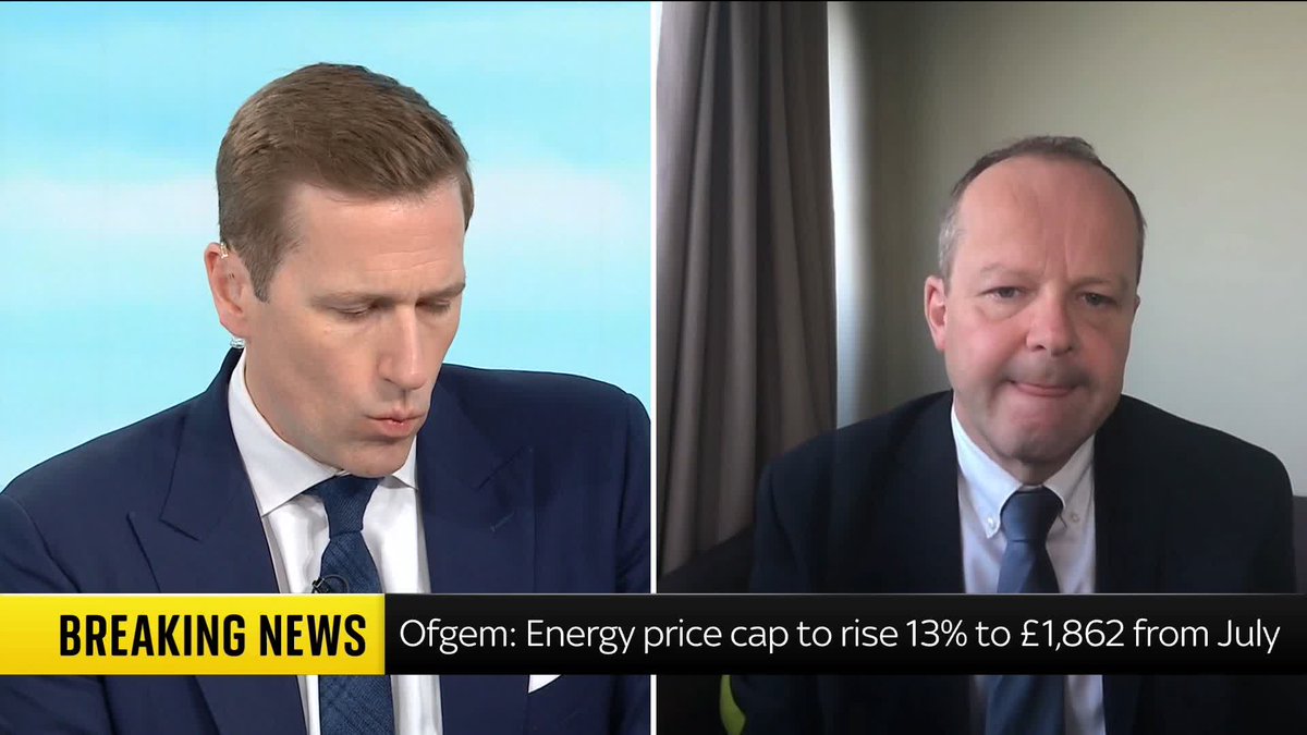 🗣️ Ofgem CEO: "Clearly, we are now starting to see pressure on bills from the events in the Middle East" Tim Jarvis joins Wilfred Frost to talk about how energy bills will rise by more than £200 a year from July.