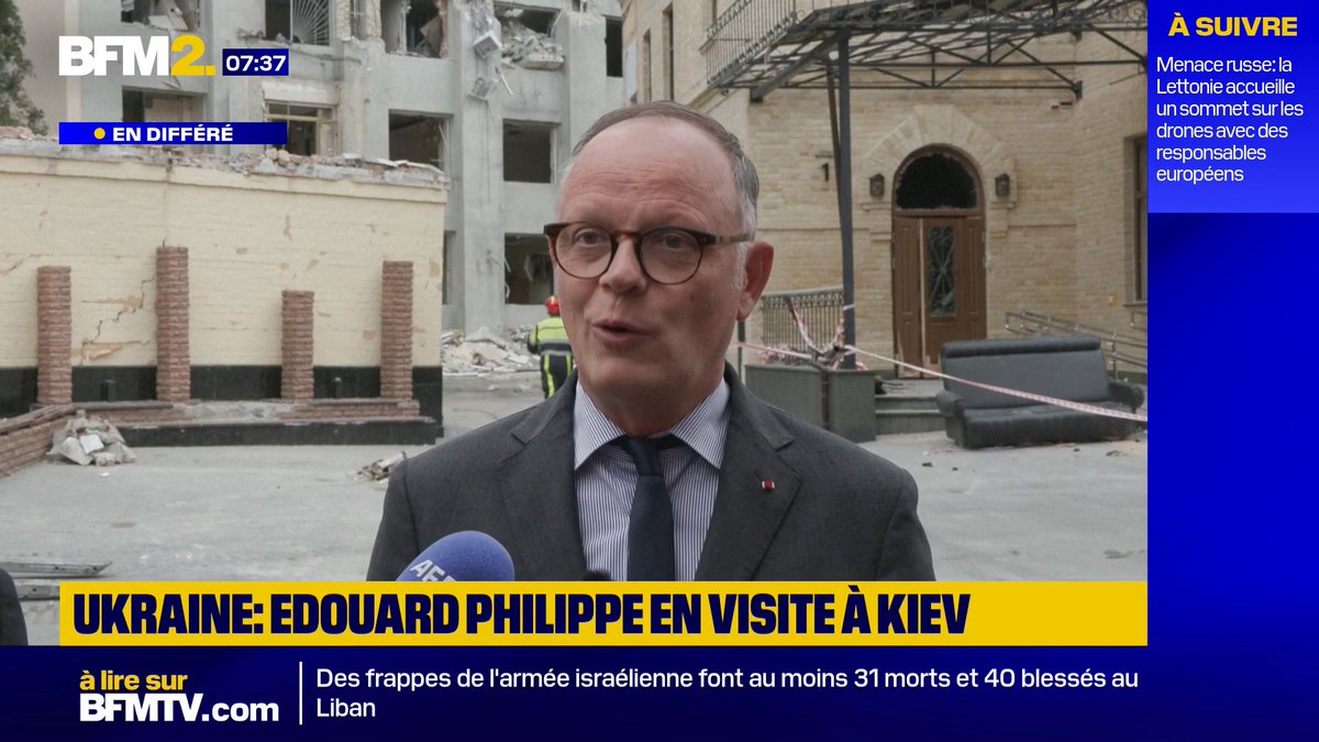 "Si nous voulons assurer la défense de l'Europe, nous avons mille fois intérêt à le faire avec l'Ukraine", déclare Edouard Philippe en visite à Kiev #BFM2