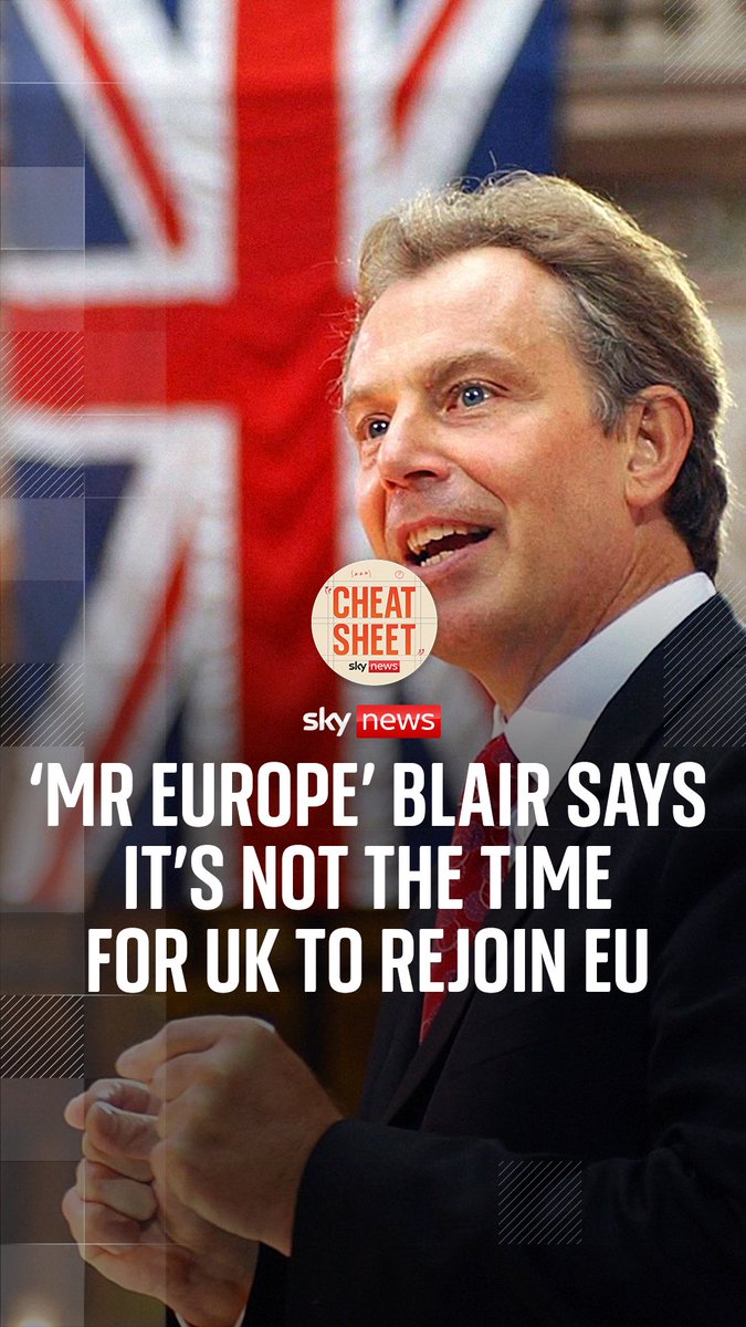 Sir Tony Blair has written a 5,000 word essay full of advice for the Labour Party. One of his claims is that it is not the right time for the UK to rejoin the EU. Sophy Ridge and Wilfred Frost discuss on #CheatSheet 🎧👉