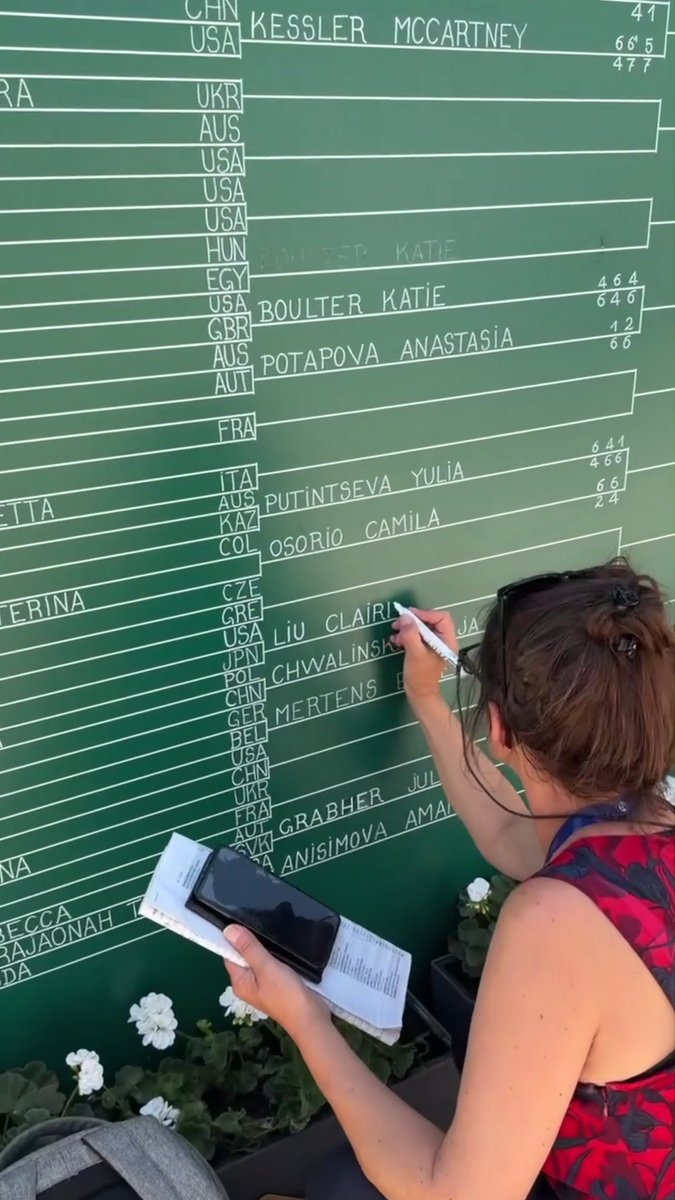 ✍️ Una caligrafía 𝒊𝒏𝒎𝒂𝒄𝒖𝒍𝒂𝒅𝒂 🎾 Así se apuntan los resultados de los diferentes partidos en Roland-Garros #RolandGarros