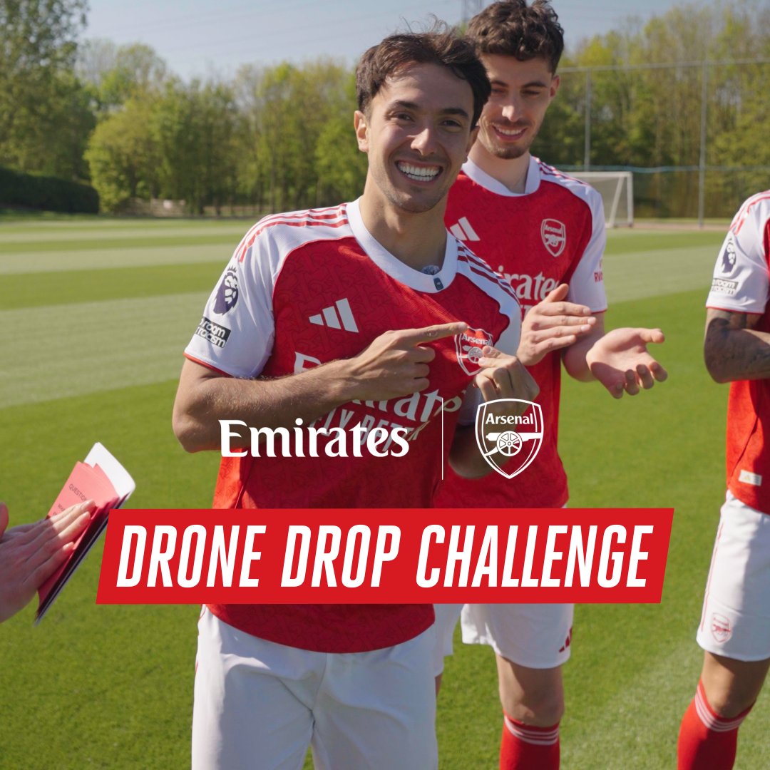 A test for control and precision. Filmed earlier this season, Ben White, Martin Zubimendi and Kai Havertz take on the Drone Drop challenge 😮💨 🤝 @Emirates