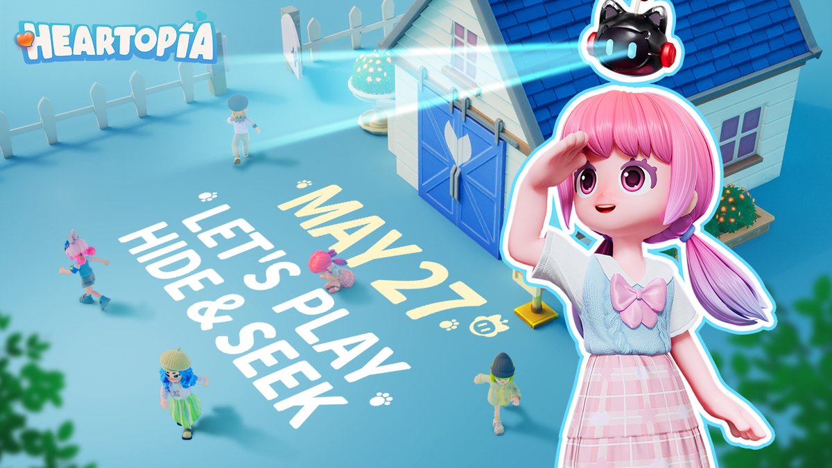 Who's hyped up? Hide &amp; Seek Party goes live on May 27 (UTC-5) with tons of fun! 🥳 Hide cleverly as furniture, or hunt with sharp eyes? Come to Heartopia and unlock this thrilling hide-and-seek challenge! #heartopia #heartopiaHideAndSeek