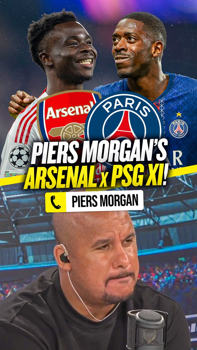 ✅ Raya ✅ Saliba and Gabriel ✅ Rice ✅ Saka ✅ Timber Piers Morgan insists loads of #AFC's players get in PSG's starting XI, ahead of Saturday's #UCL final! 👀