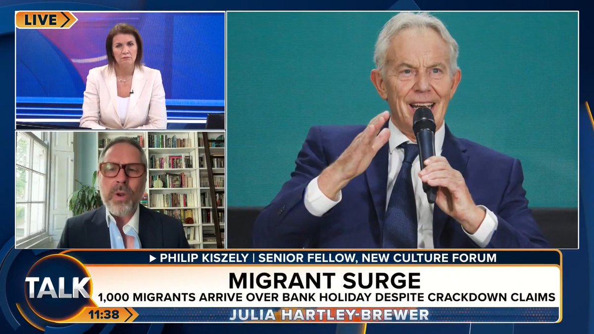 🚨"Mass immigration, Islamism, and identity politics stem from the Blair administration." New Culture Forum's Philip Kiszely says it is "very rich" that Tony Blair, "the architect of all this chaos", is telling us we're in chaos. Julia Hartley-Brewer | The New Culture Forum