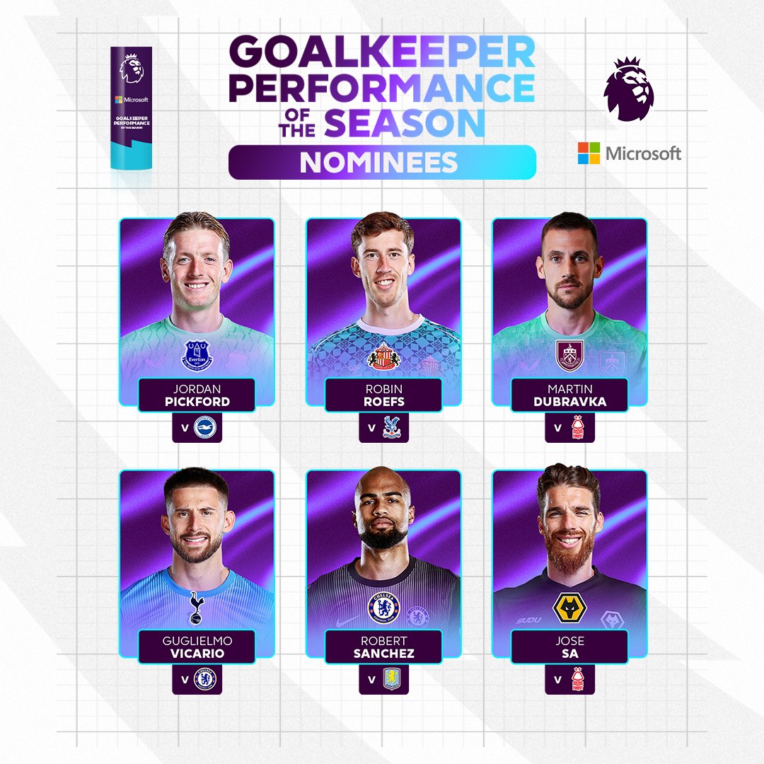 From shot stopping to distribution, six all-round goalkeeping performances of pure class 👏 Vote now for Microsoft Goalkeeping Performance of the Season 👇
