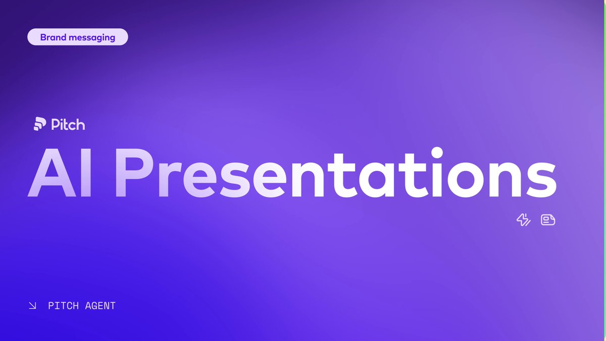 Pitch Agent is now live ✨ AI built into Pitch’s presentation workspace. Generate full decks from a prompt (using your team’s actual brand template), edit through chat, and draft follow-up emails when you’re done. Not generic AI slides. On-brand, AI-powered work across the presentation lifecycle. Try Pitch Agent today: