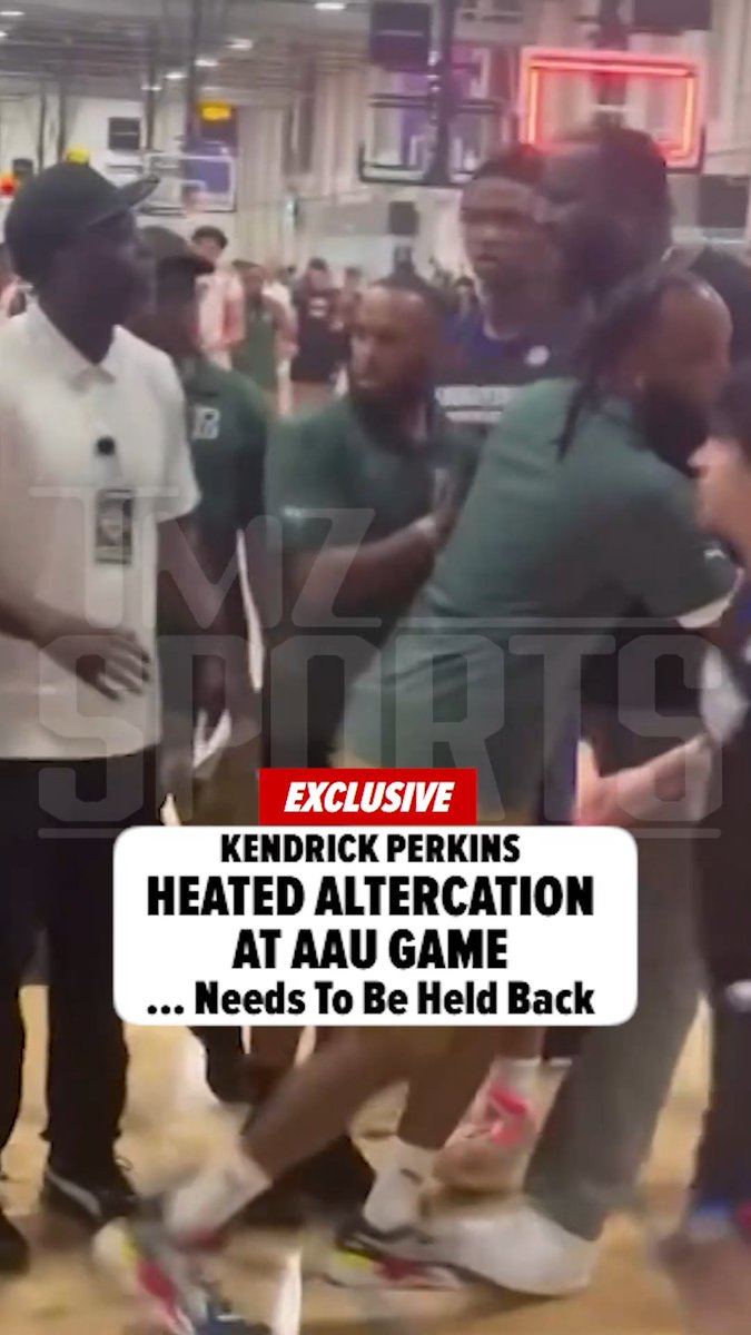 😳 EXCLUSIVE: Kendrick Perkins was held back in a heated argument at his son's AAU game.