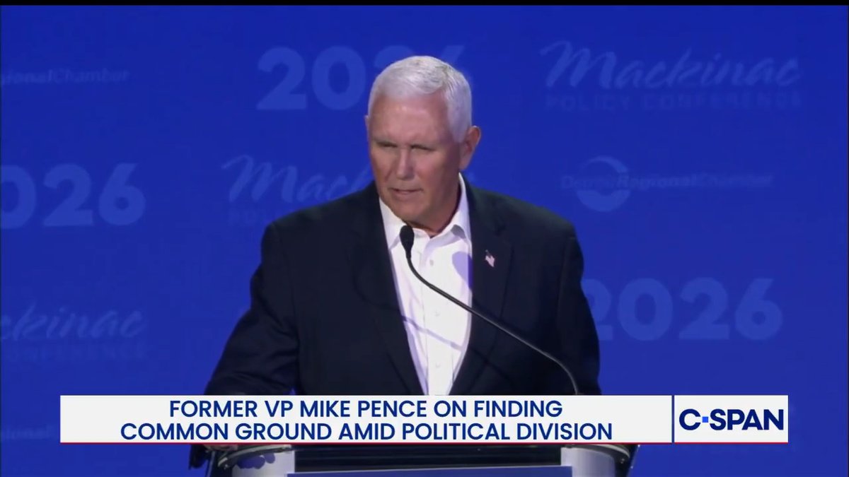 Former VP Mike Pence on bipartisanship, at Detroit Regional Chamber Mackinac Policy Conference: "I think the American people long for us to restore a threshold of civility to public life…The quest for common ground has never been more urgent."