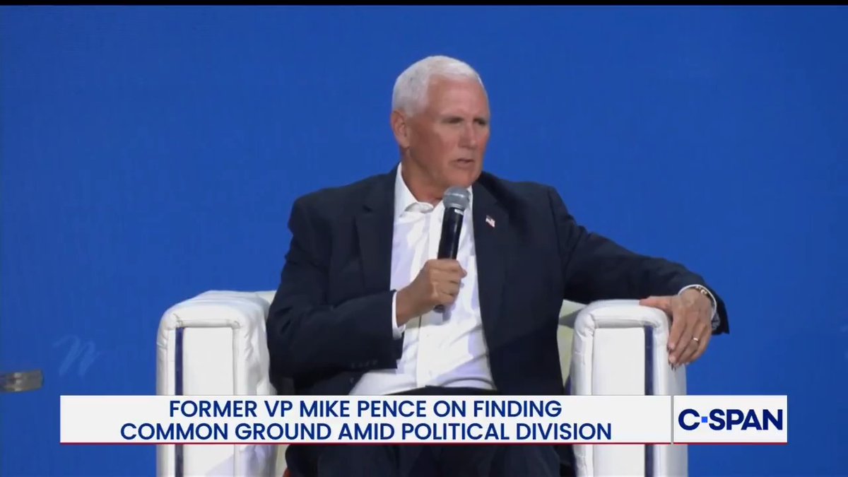 Q: "When you hear the words "common ground" โ how hard is it to actually find it in this day and age? .Mike Pence: "I think our politics are more divided at any time since I had dark hair. I'm just not convinced the American people are as divided as our politics."