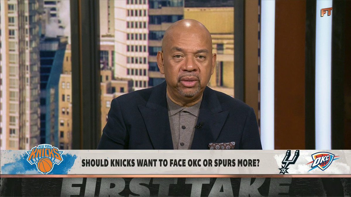"One team is new to this, the Spurs, and one team isn't. ... You don't necessarily want the champs. ... Right now, I think the Knicks would want the Spurs." —Michael Wilbon on who the Knicks should want to play in the NBA Finals 🏀