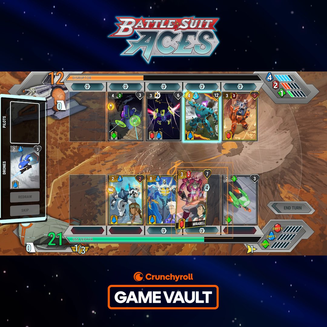 Suit up. Build your deck. Save the galaxy. 🚀 Battle Suit Aces is here—mechs, card battles, and a chaotic crew you’ll love. Become an Ace: Play now on Crunchyroll Game Vault (Mega & Ultimate members). #BattleSuitAces #Deckbuilder #Mecha #CrunchyrollGames